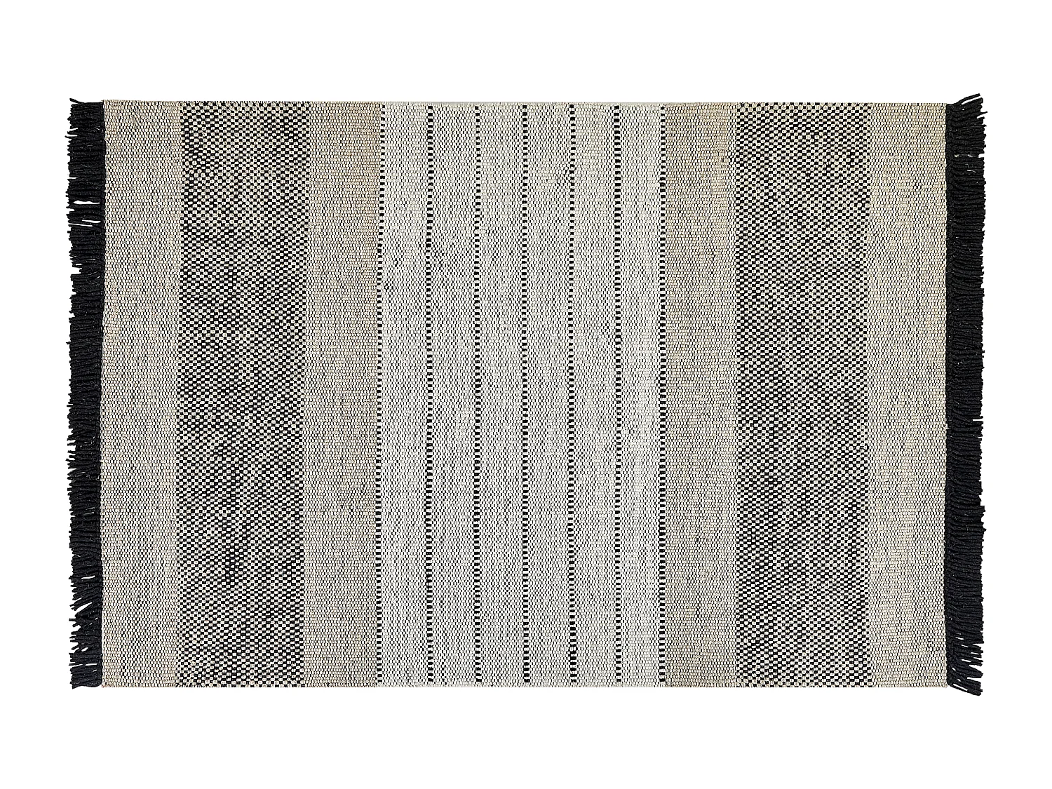 Teppich Wolle beige / schwarz 140 x 200 cm Kurzflor YAZLIK