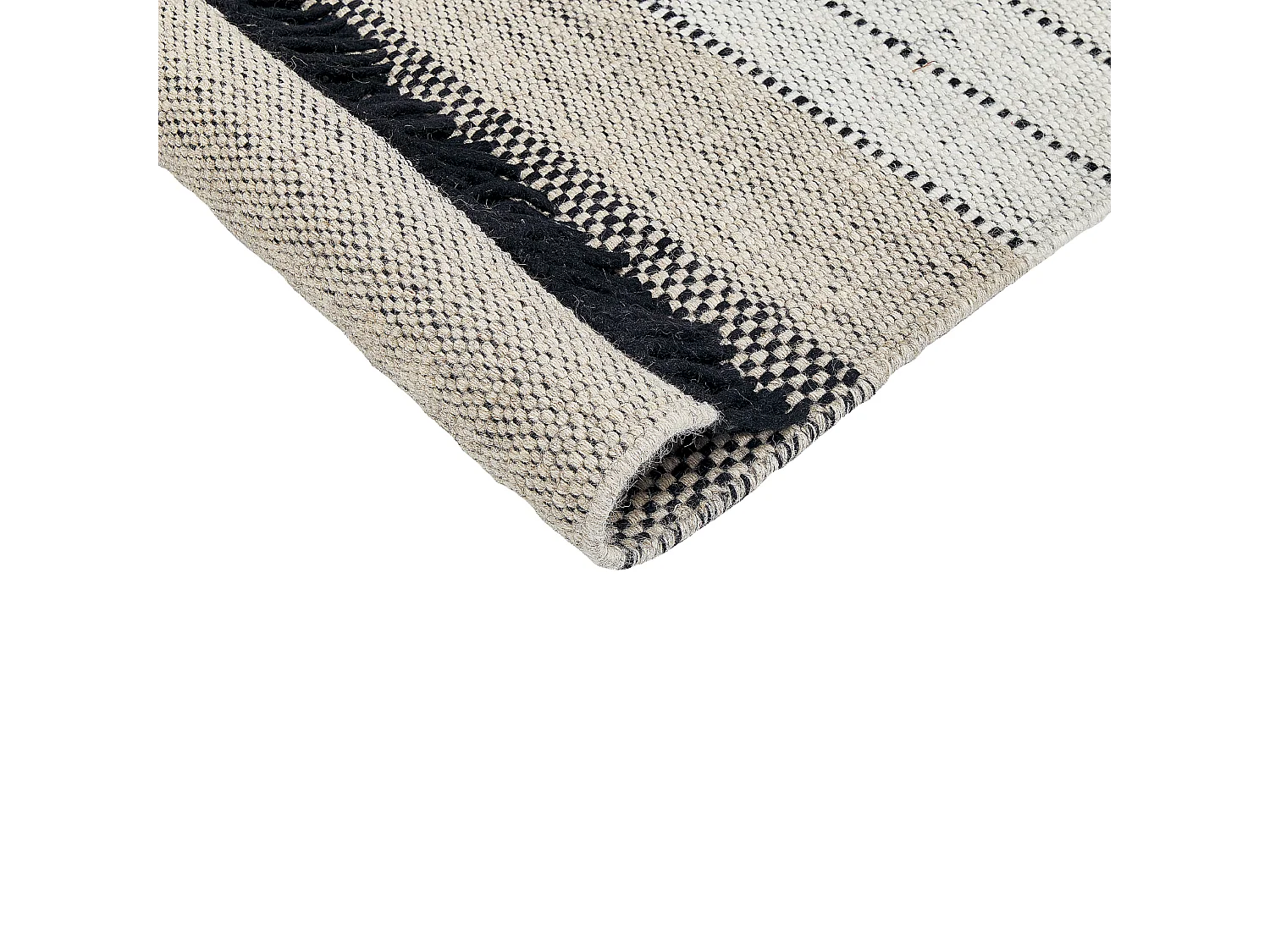 Teppich Wolle beige / schwarz 140 x 200 cm Kurzflor YAZLIK