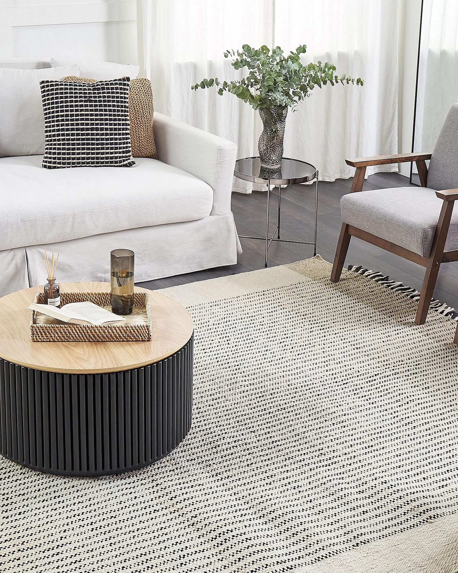 Vloerkleed wol beige/zwart 200 x 230 cm DIVARLI