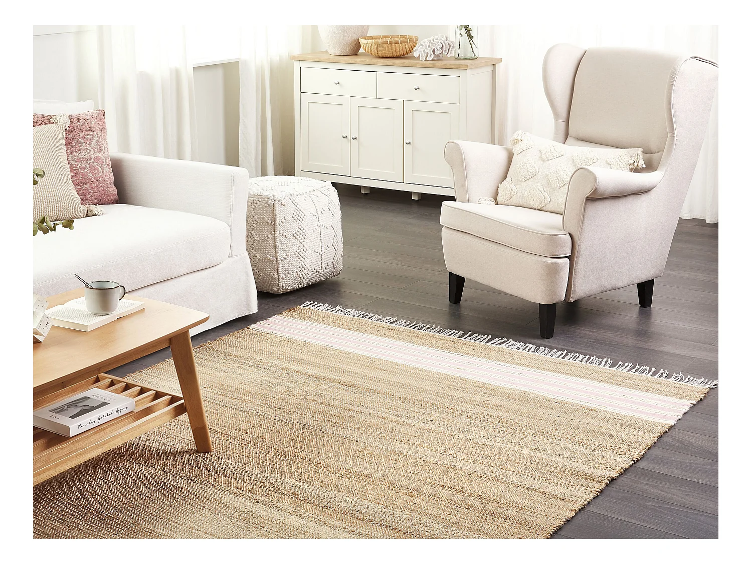 Tapis MIRZA Rose pastel 160 x 230 cm Jute