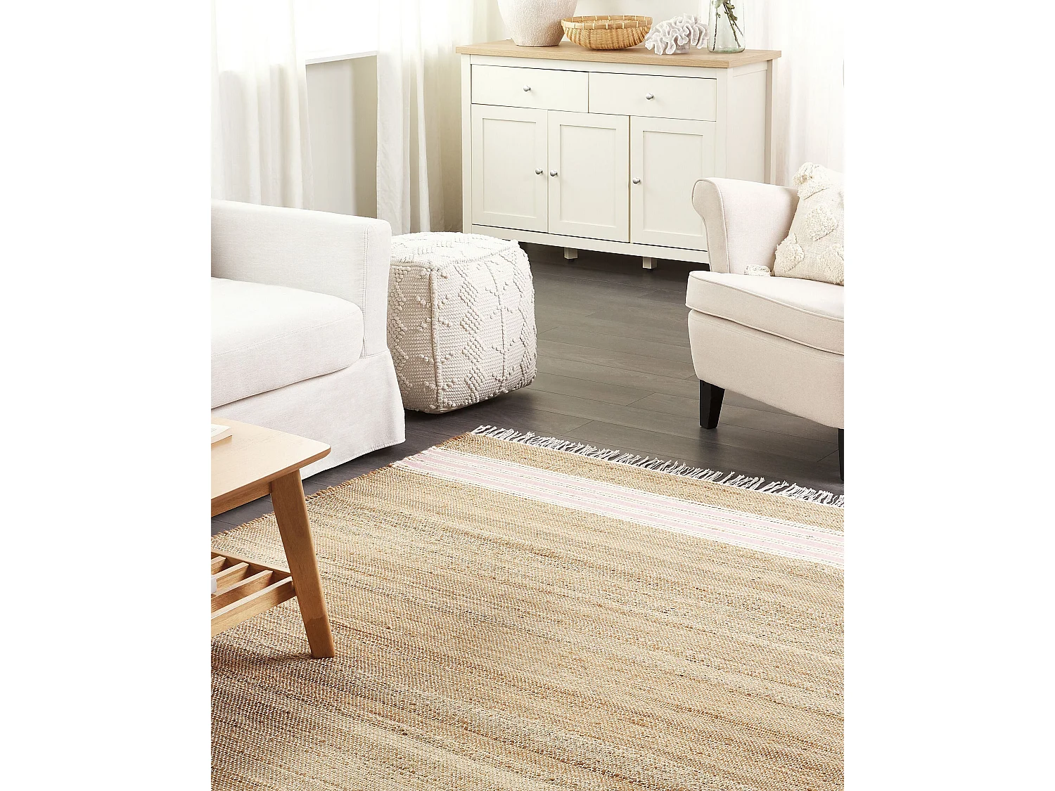 Tapis MIRZA Rose pastel 160 x 230 cm Jute