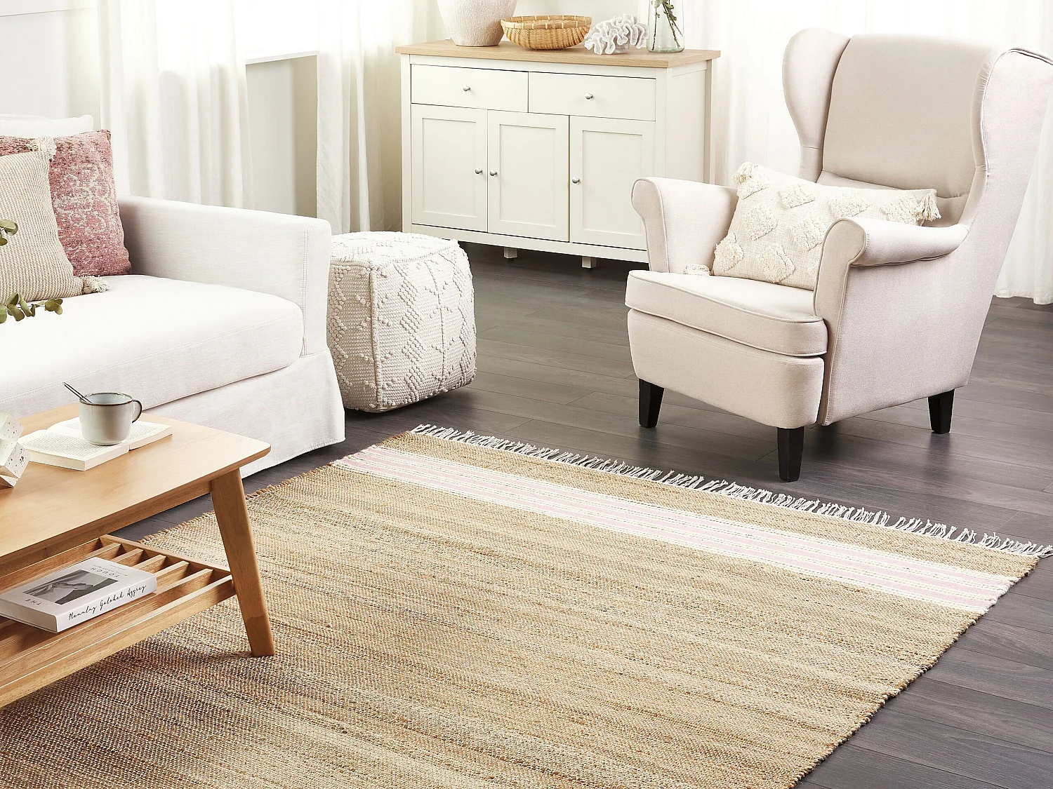 Teppich MIRZA 160 x 230 cm Jute Pastellrosa