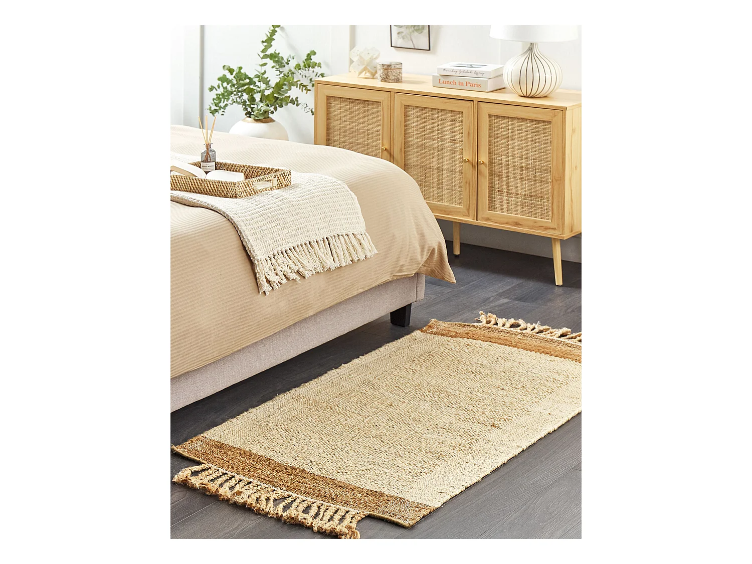 Alfombra DEDEMLI 80 x 150 cm Yute Beige