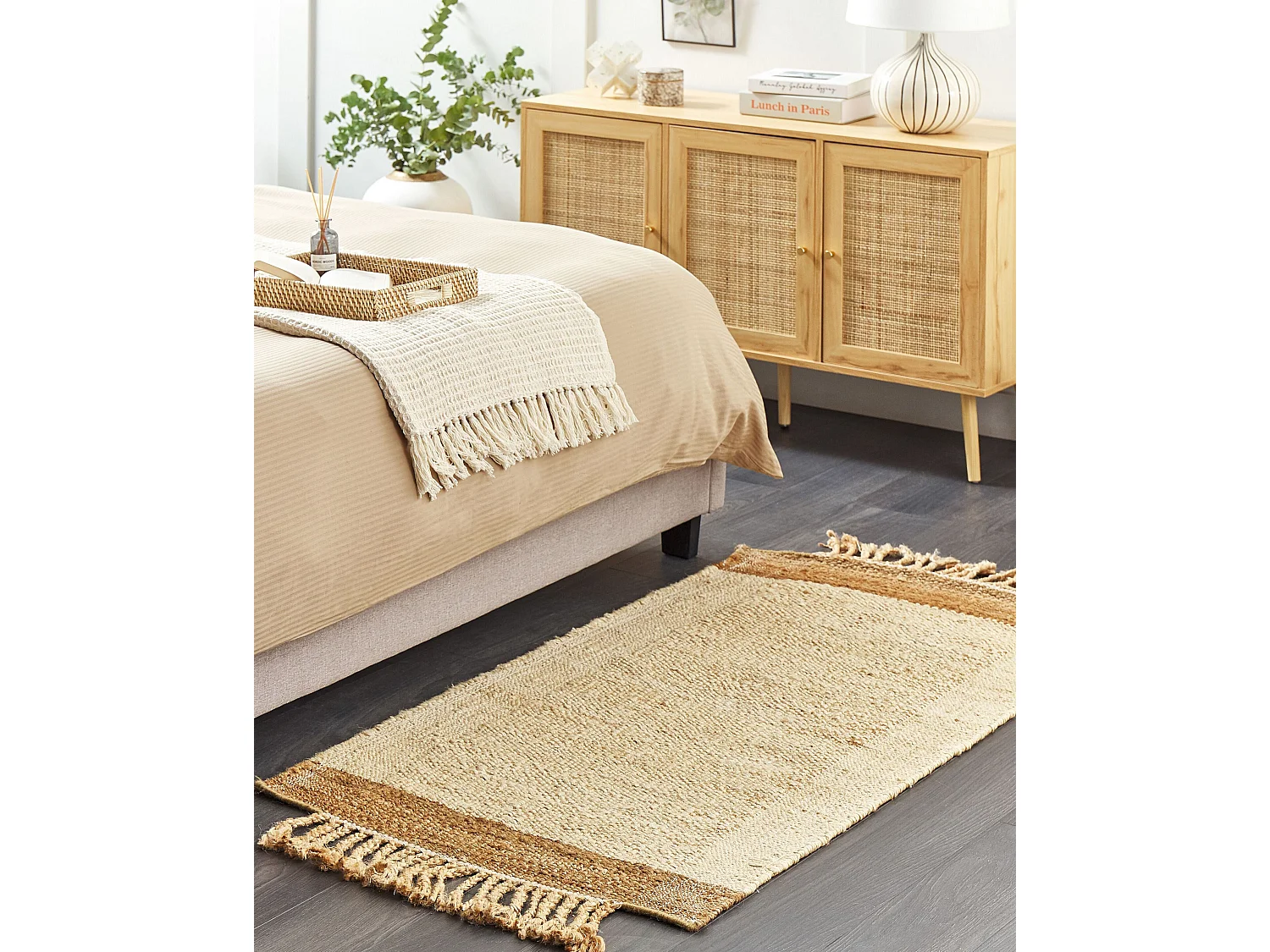 Vloerkleed DEDEMLI 80 x 150 cm Jute Beige