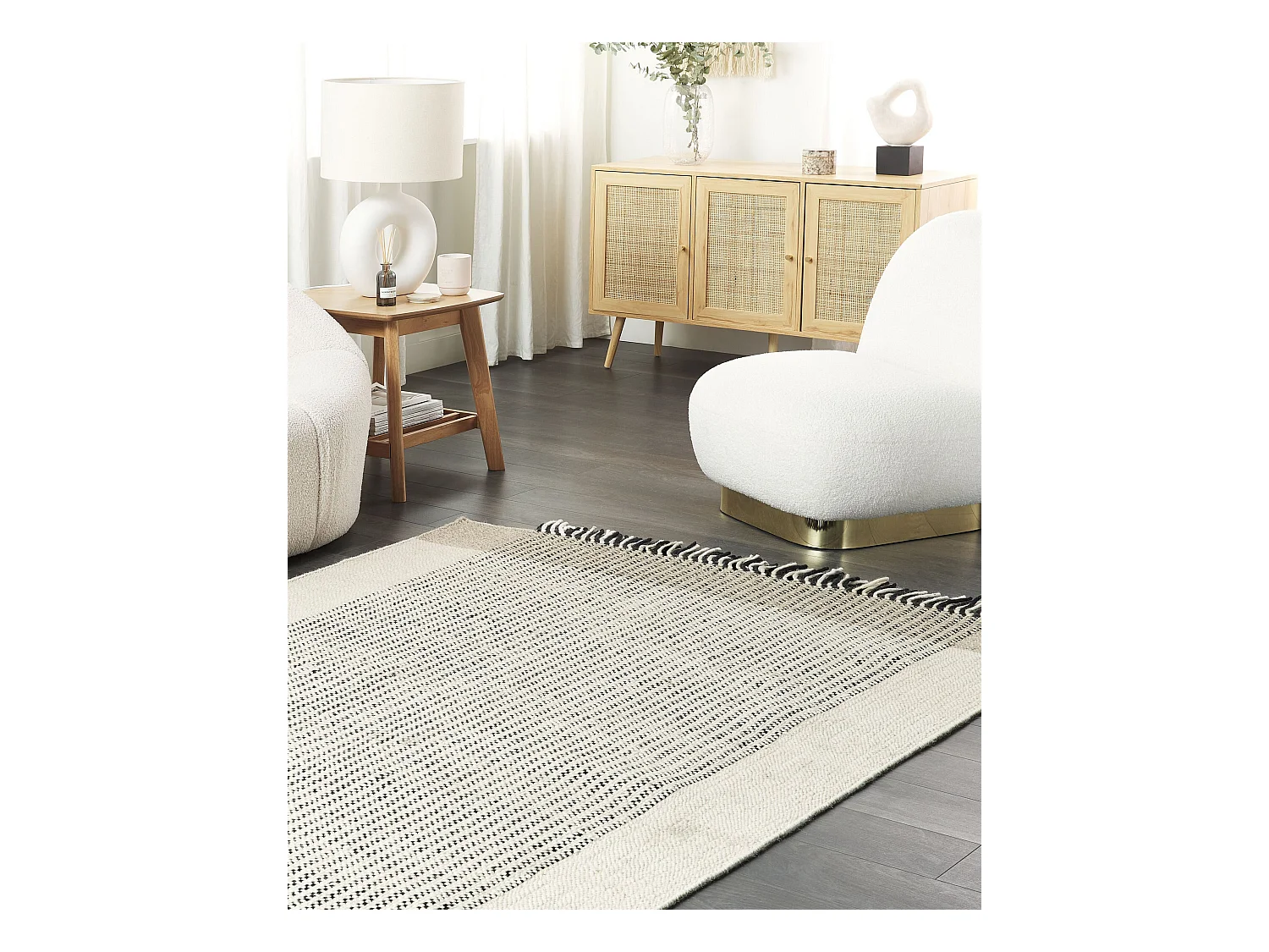 Vloerkleed wol beige/zwart 160 x 230 cm DIVARLI