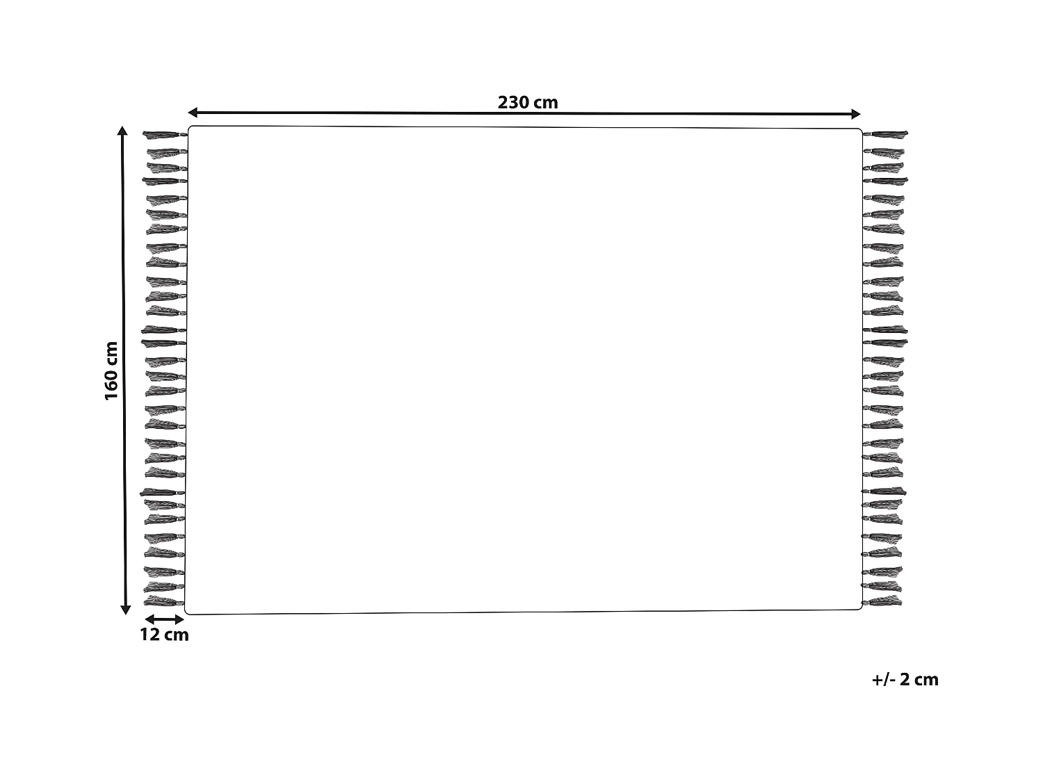 Outdoor Teppich Matte grau / weiß mit Fransen 160x230 cm Streifen Modern Bademli