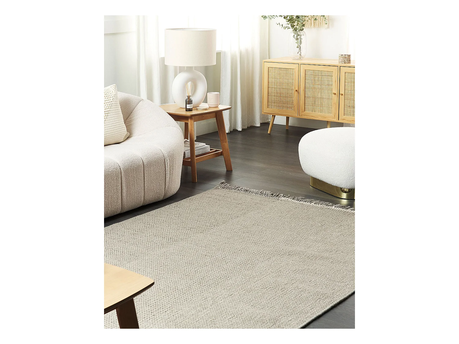 Teppich Wolle grau 160 x 230 cm Kurzflor TEKELER