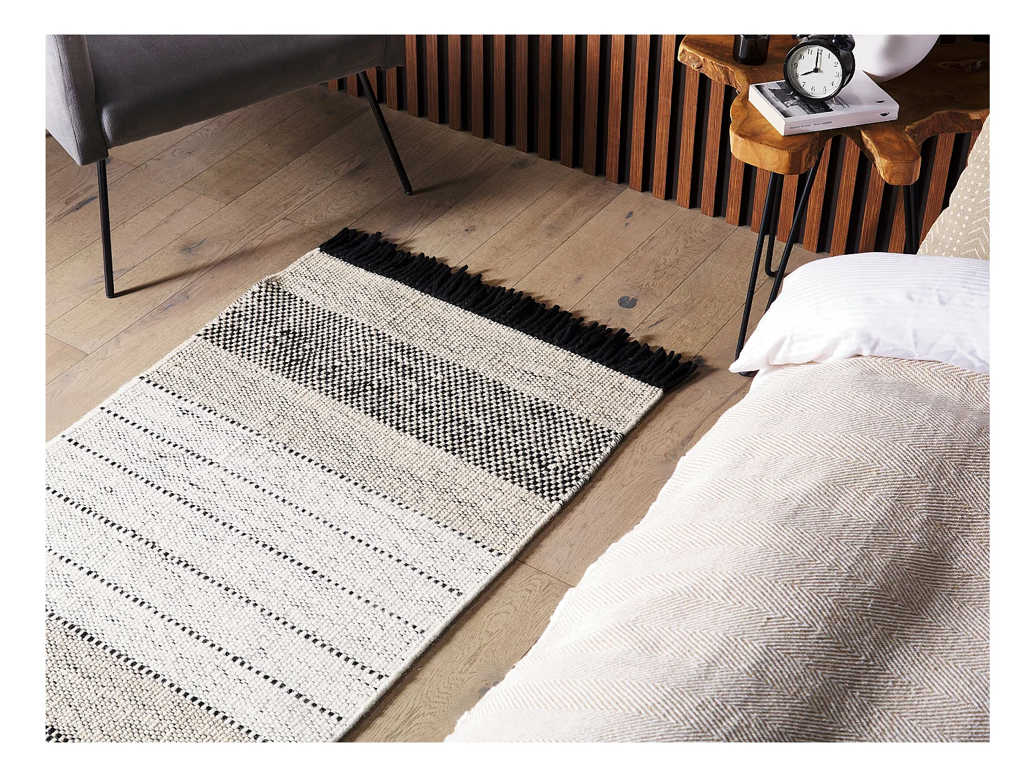 Vloerkleed wol beige/zwart 80 x 150 cm YAZLIK