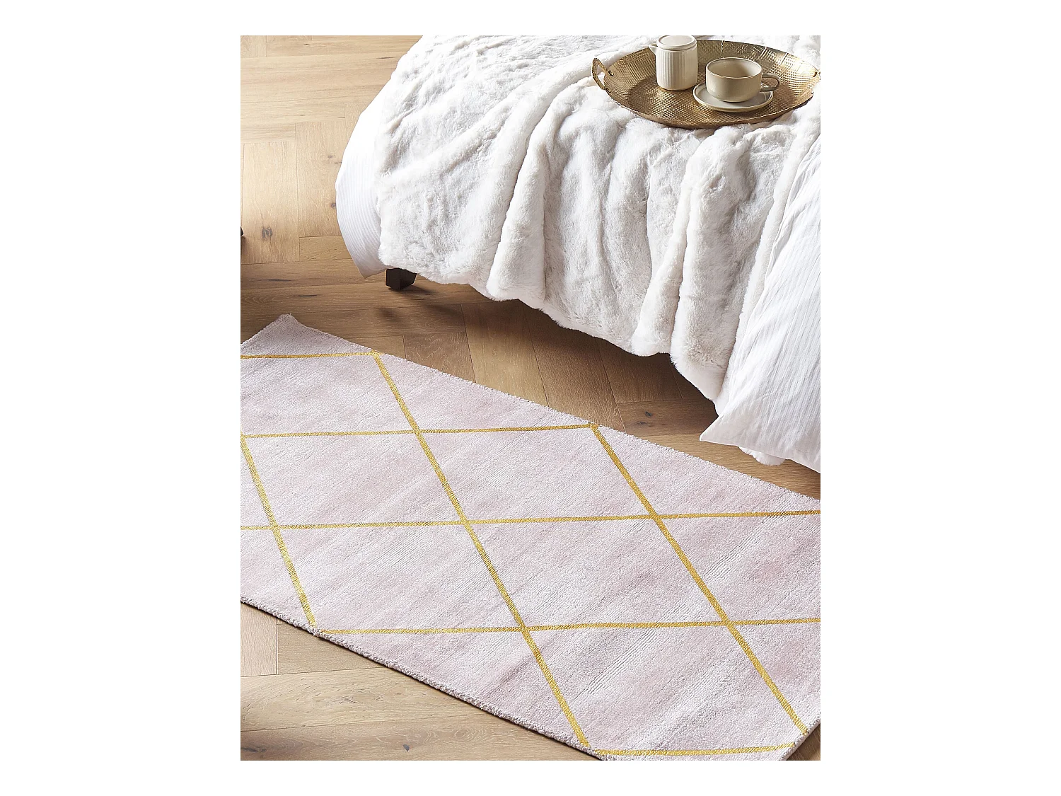 Tapete em viscose rosa e dourado 80 x 150 cm ATIKE