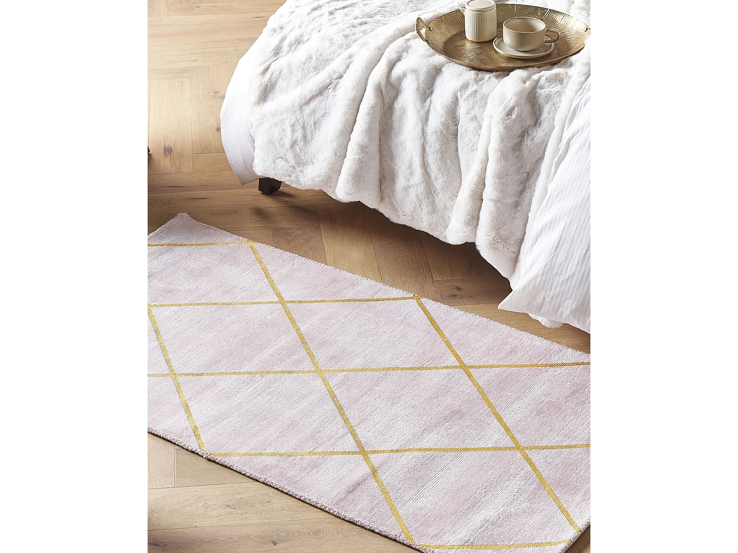 Tappeto viscosa rosa e oro 80 x 150 cm ATIKE