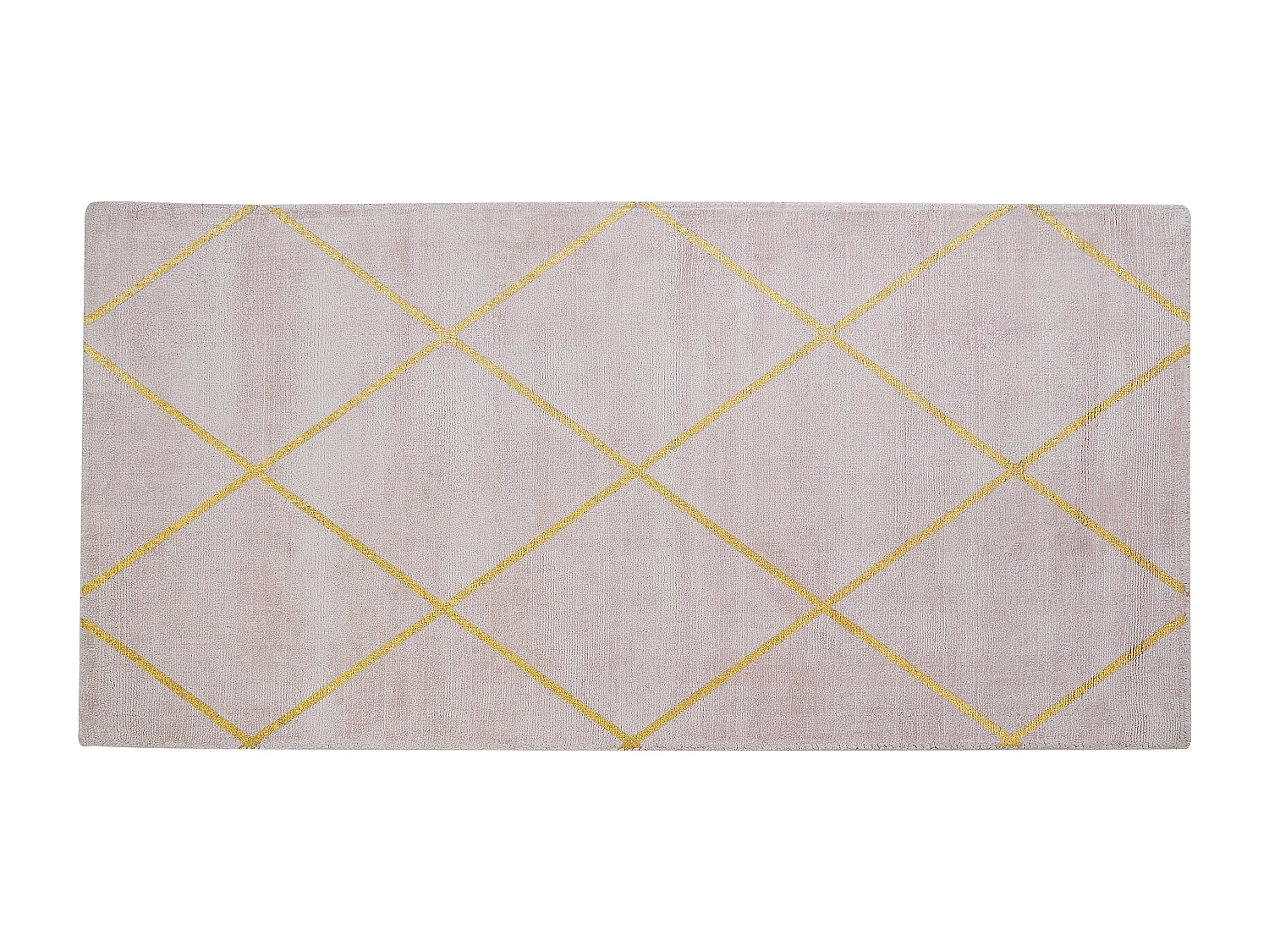 Tapis en viscose et coton rose et dorée à motif géométrique avec craquelures 80 x 150 cm ATIKE