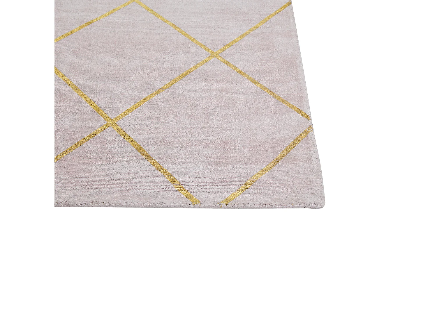 Tapis en viscose et coton rose et dorée à motif géométrique avec craquelures 80 x 150 cm ATIKE