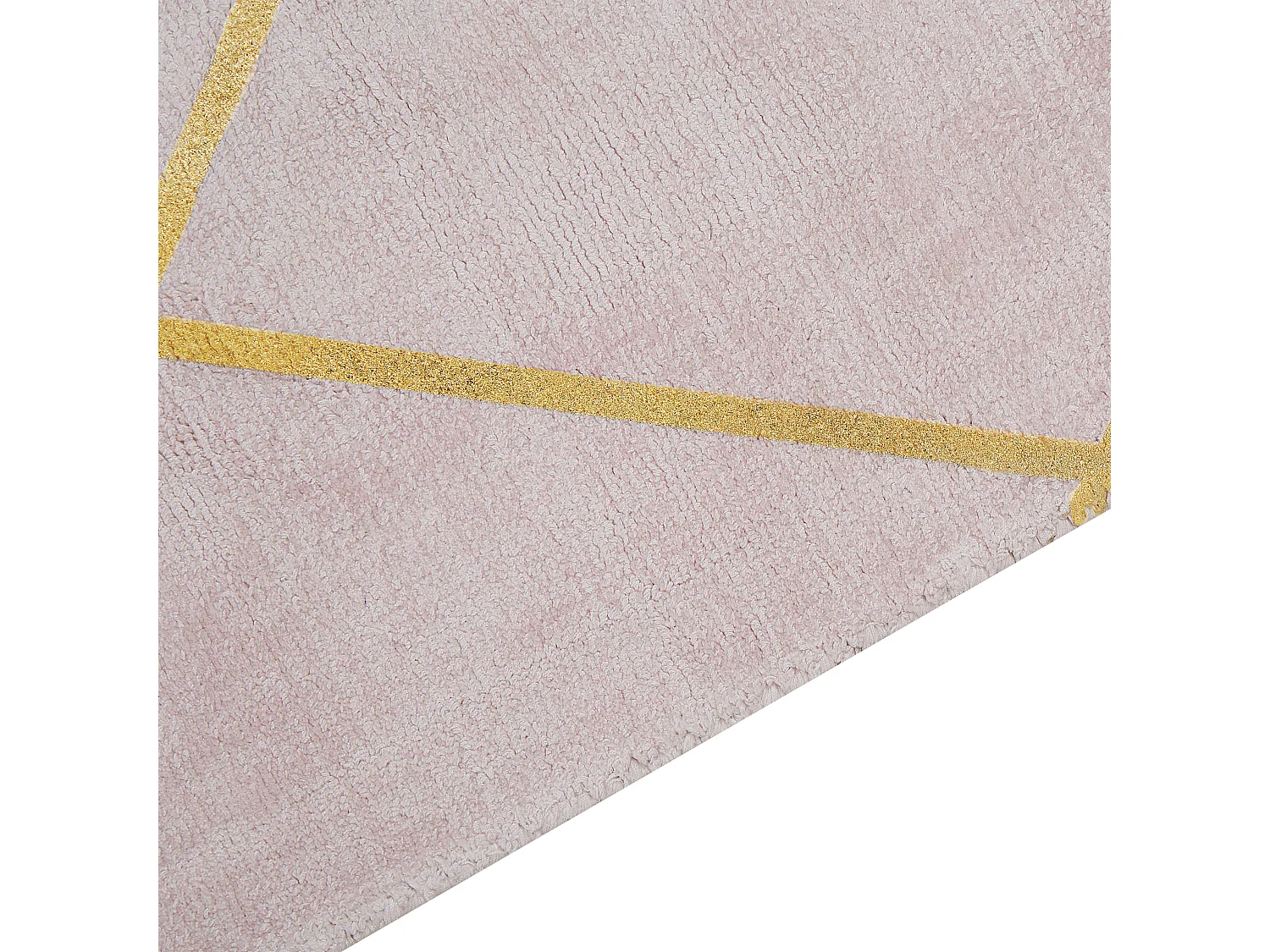 Tapis en viscose et coton rose et dorée à motif géométrique avec craquelures 80 x 150 cm ATIKE