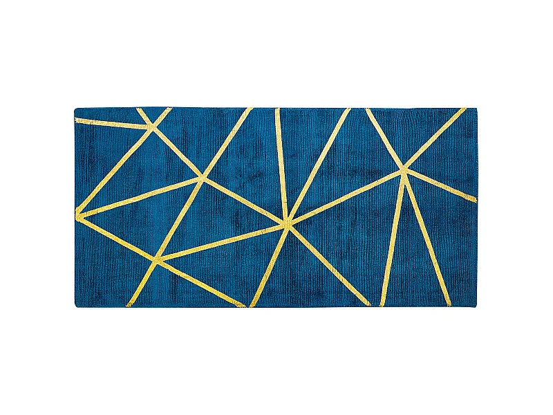 Tappeto viscosa blu marino e oro 80 x 150 cm HAVZA