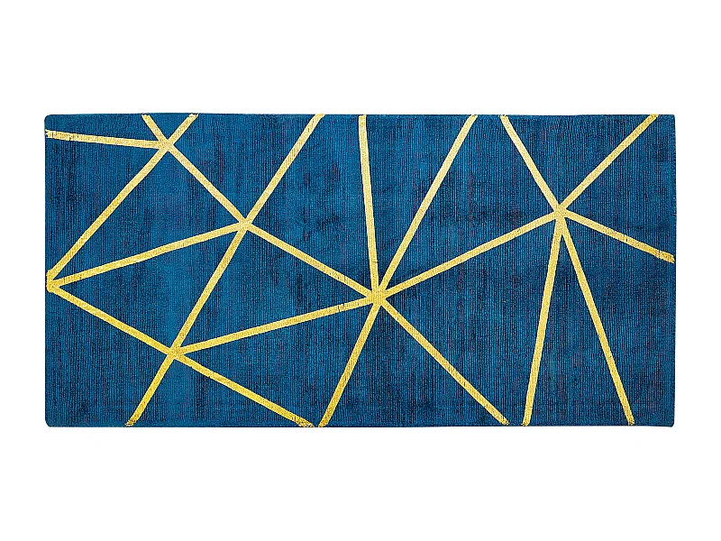 Tappeto viscosa blu marino e oro 80 x 150 cm HAVZA