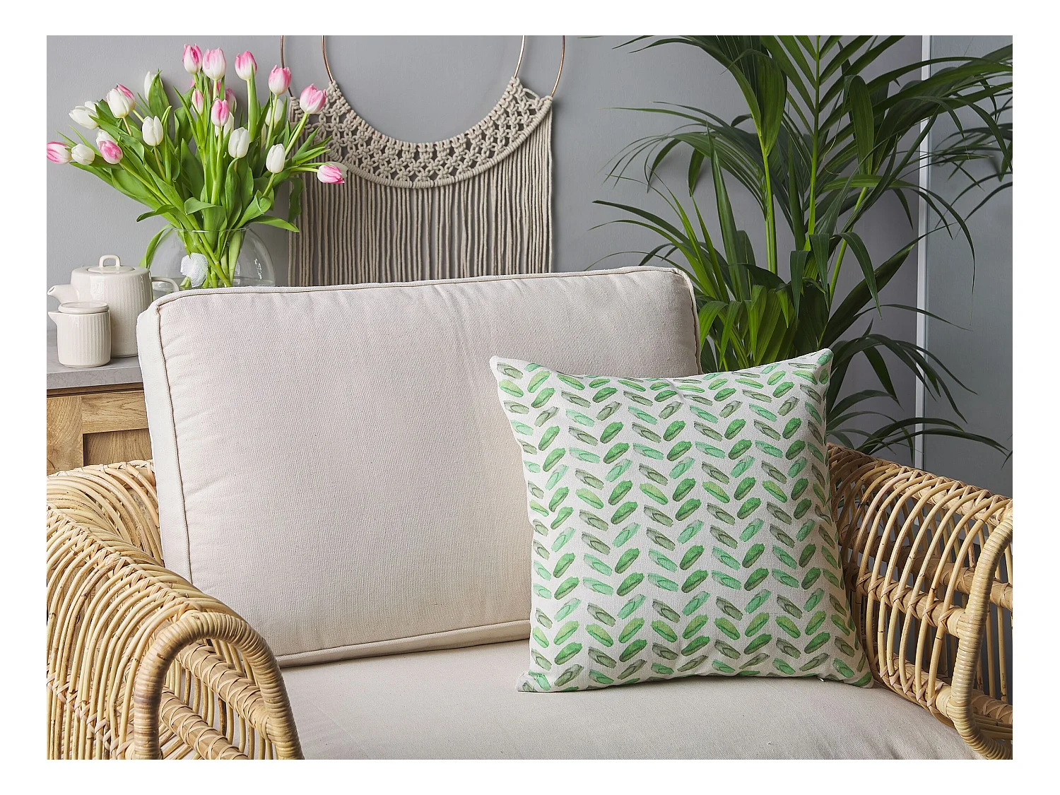 Cojín decorativo PRUNUS 45 x 45 cm Verde Patrón abstracto