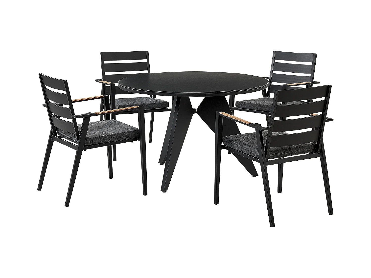 Salle à manger de jardin 4 places OLMETTO/TAVIANO avec coussins Métal Noir