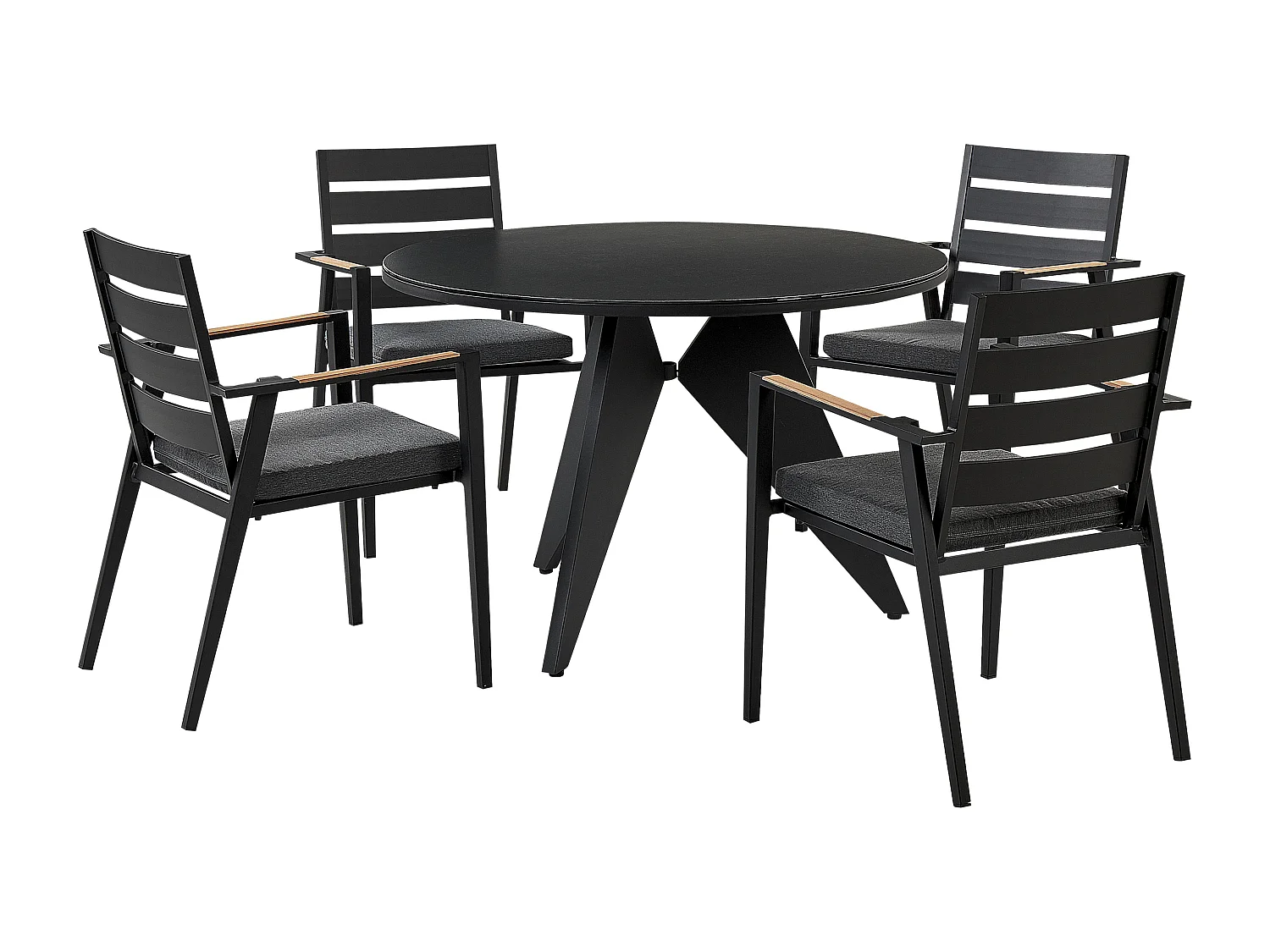 Conjunto de refeições de jardim 4 lugares OLMETTO/TAVIANO com almofadas Metal Preto