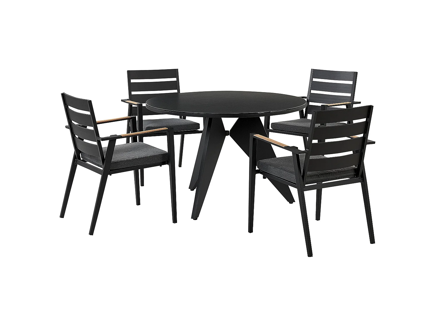 Conjunto de refeições de jardim 4 lugares OLMETTO/TAVIANO com almofadas Metal Preto