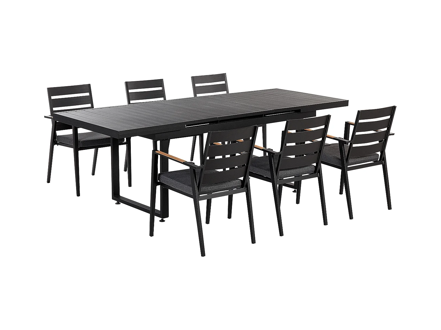 Gartenset Aluminium Tisch 180 / 240 x 90 cm mit 6 Stühlen Valcanetto/Taviano