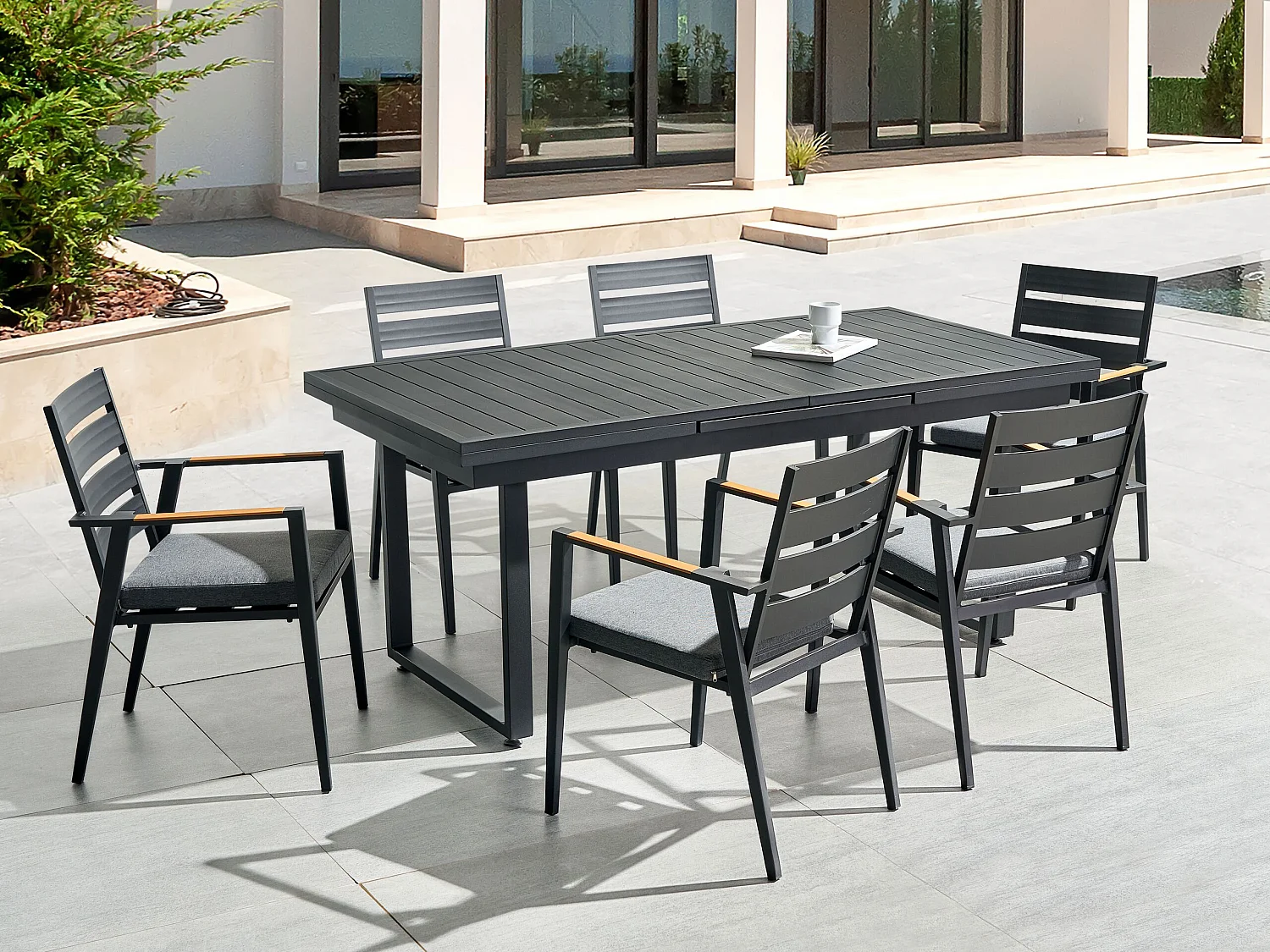 Gartenmöbel Set 6-Sitzer VALCANETTO/TAVIANO Metall Schwarz