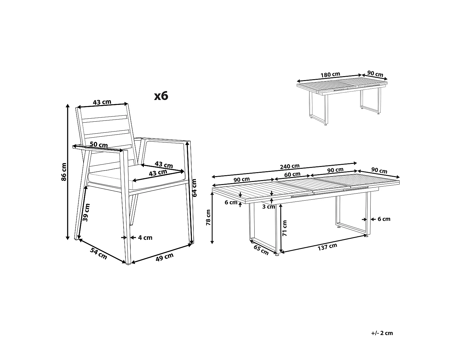 Gartenmöbel Set 6-Sitzer VALCANETTO/TAVIANO Metall Schwarz