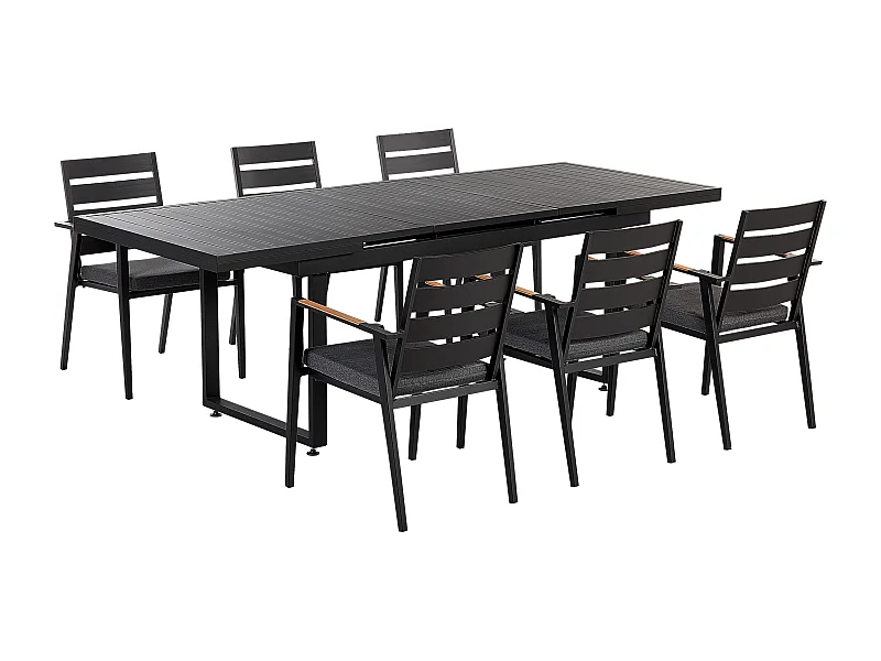 Conjunto de refeições de jardim 6 lugares VALCANETTO/TAVIANO Metal Preto
