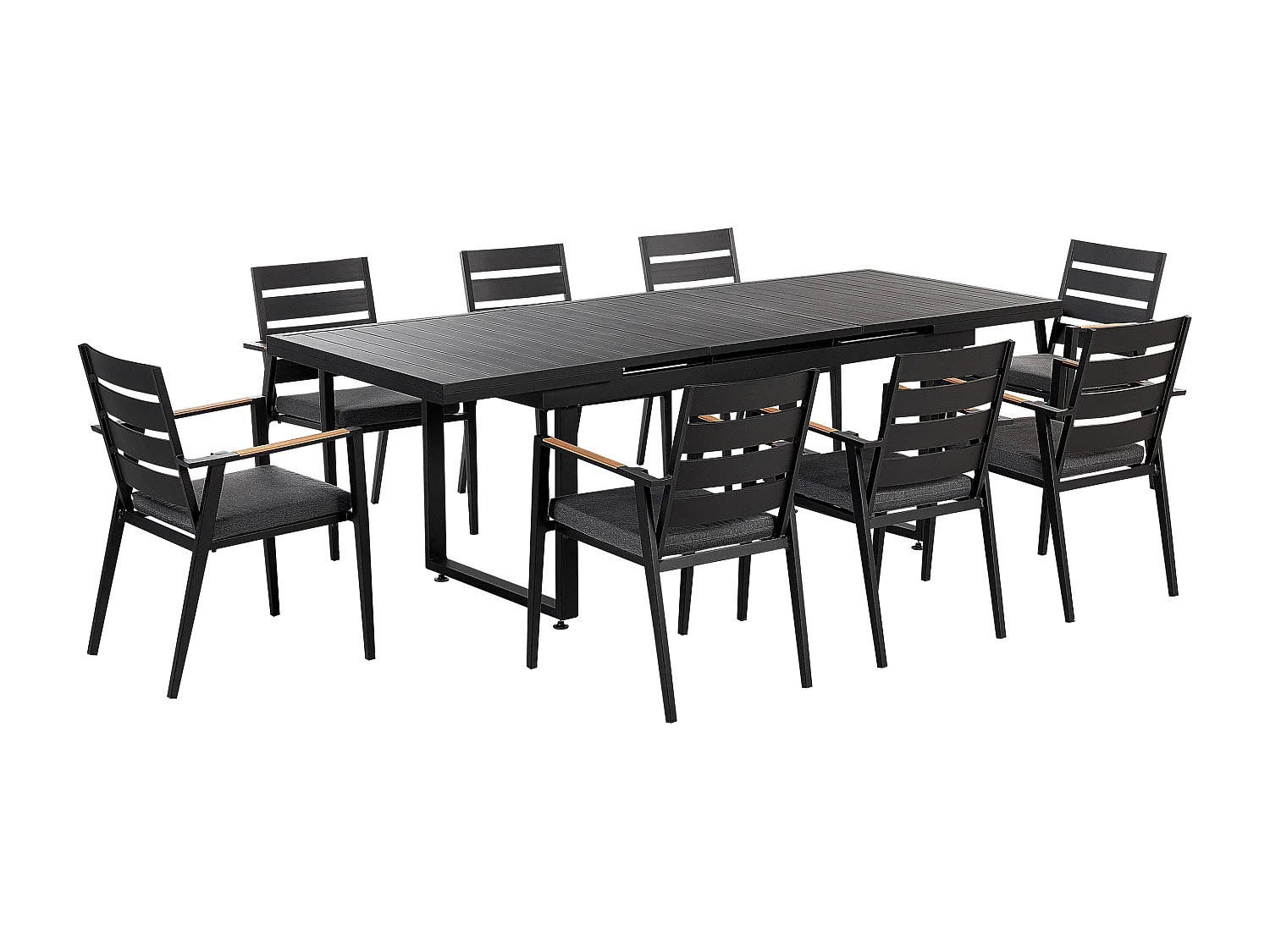 Conjunto de refeições de jardim 8 lugares VALCANETTO/TAVIANO com almofadas Metal Preto