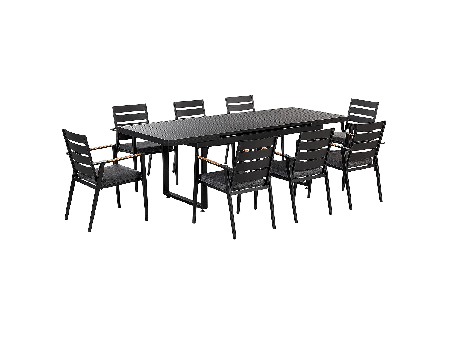 Gartenmöbel Set 8-Sitzer VALCANETTO/TAVIANO inkl. Kissen Metall Schwarz