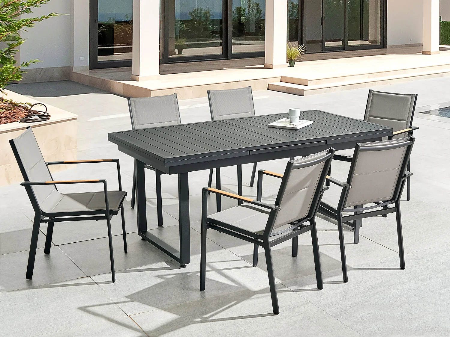 Gartenmöbel Set 6-Sitzer VALCANETTO/BUSSETO Metall Schwarz