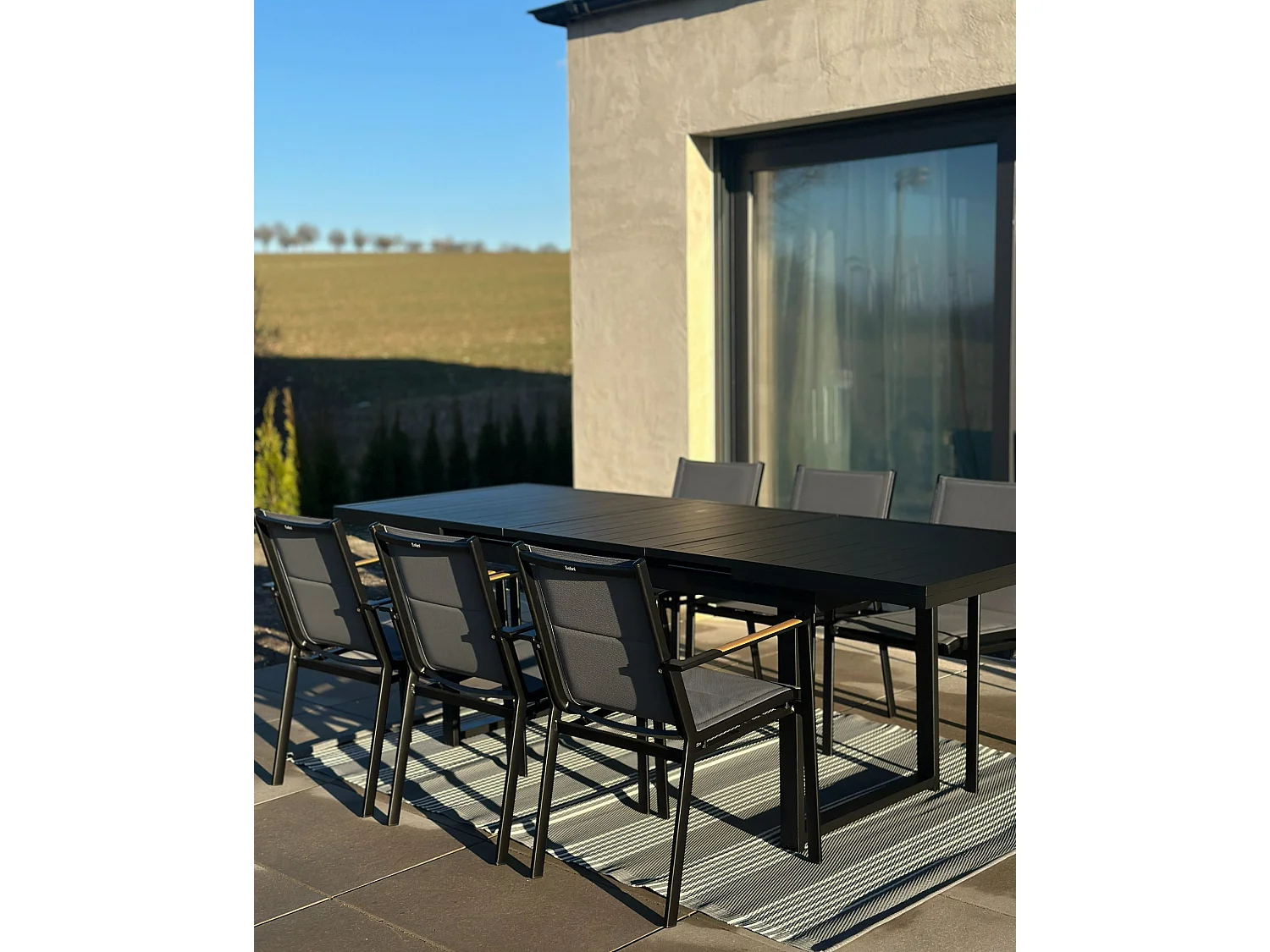 Conjunto de comedor exterior 6 plazas VALCANETTO/BUSSETO Metal Negro