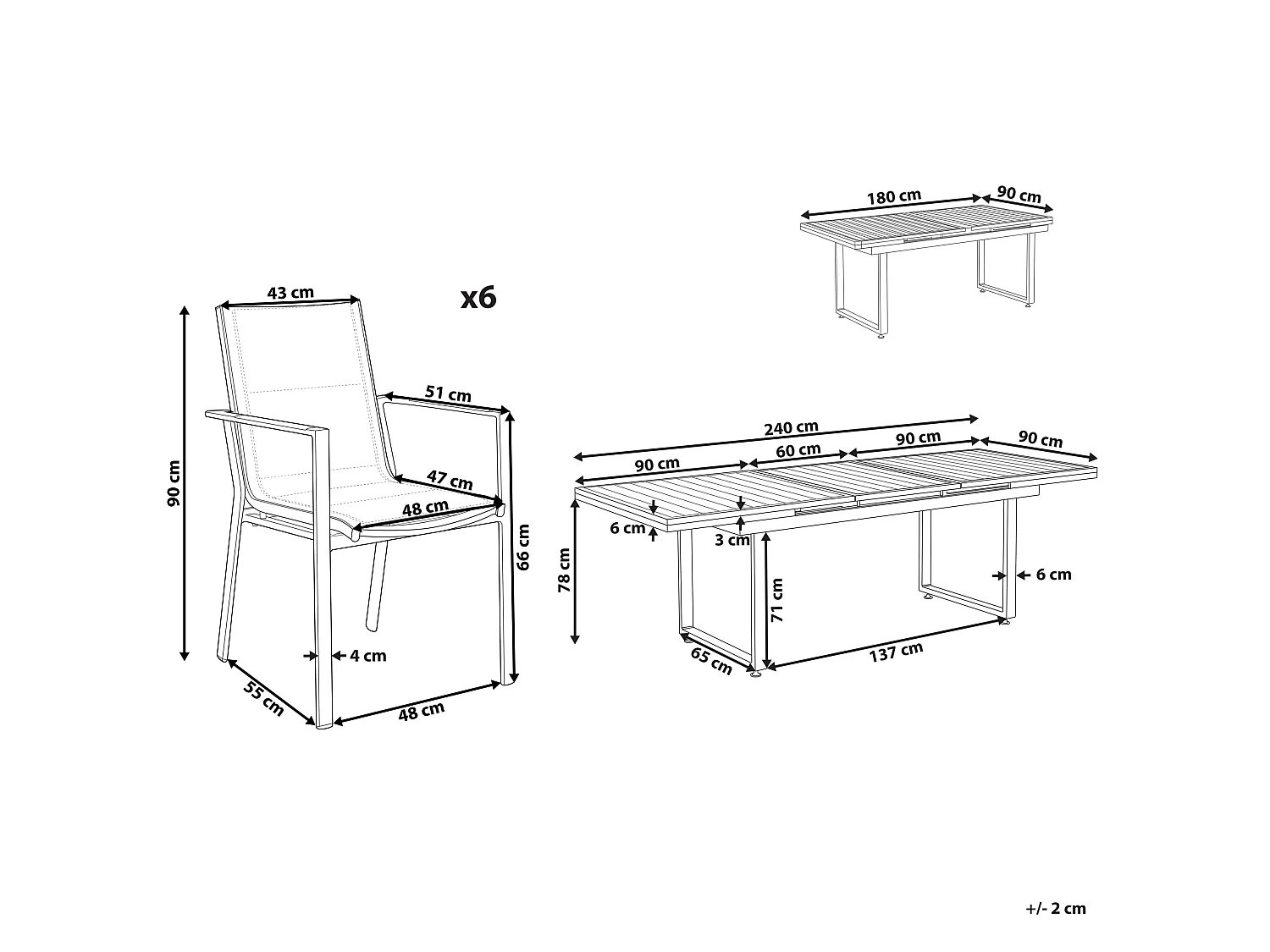 Gartenmöbel Set 6-Sitzer VALCANETTO/BUSSETO Metall Schwarz