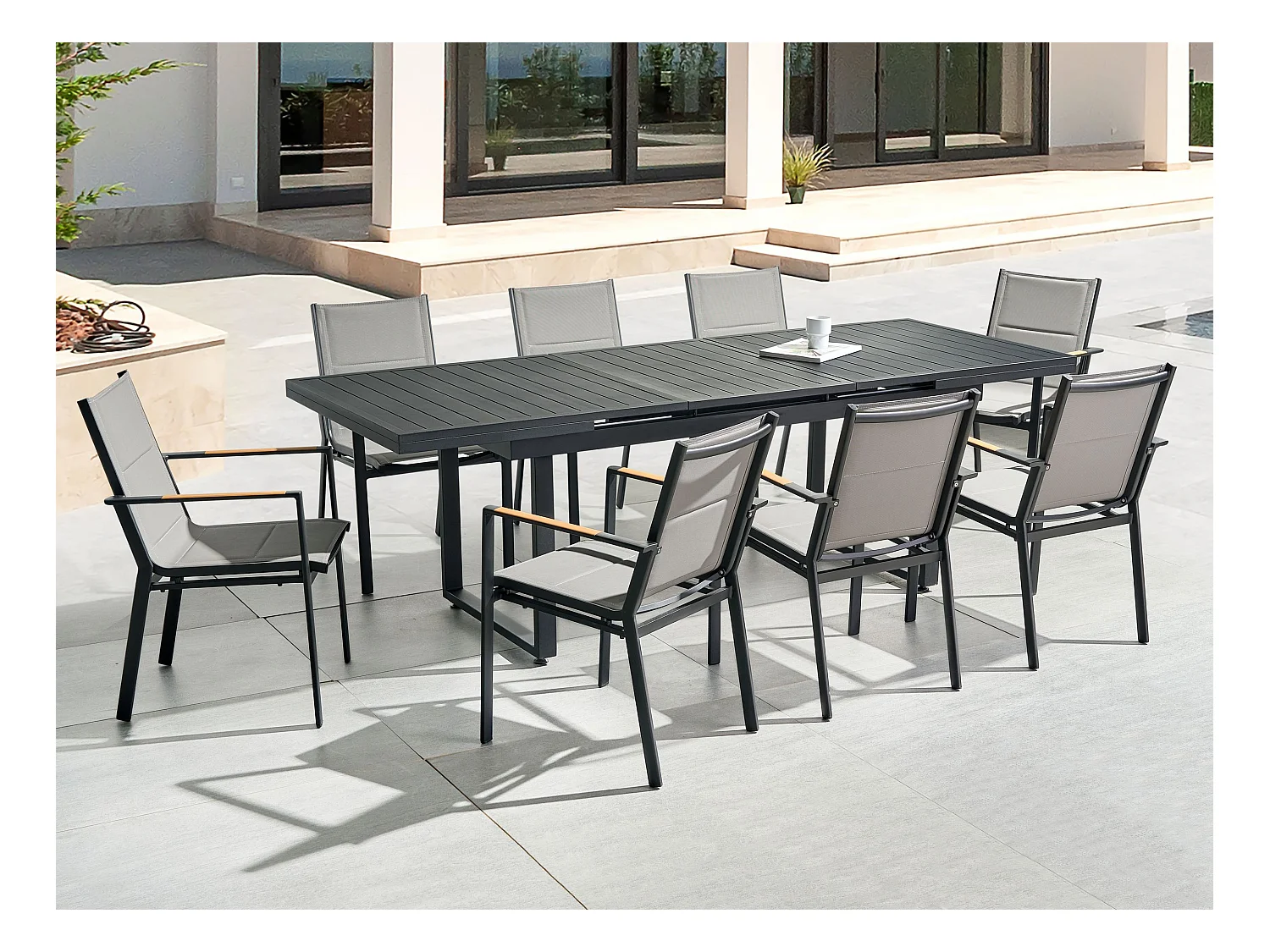 Salle à manger de jardin 8 places VALCANETTO/BUSSETO Métal Noir