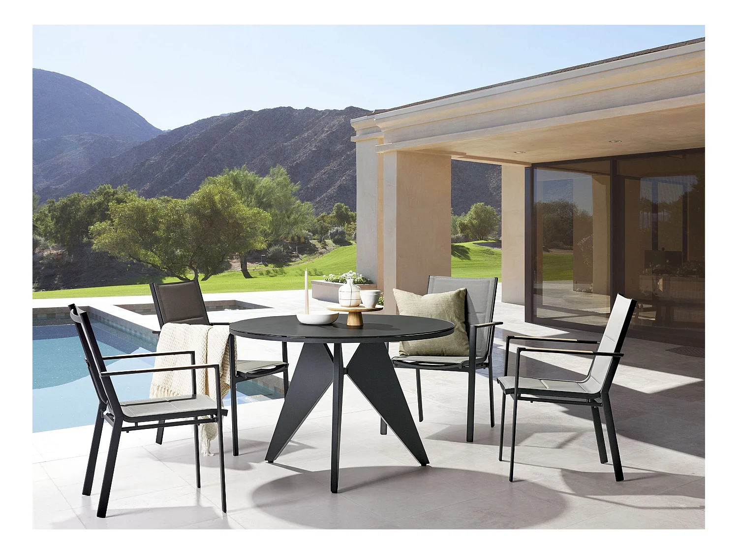 Salle à manger de jardin 4 places OLMETTO/BUSSETO Métal Noir