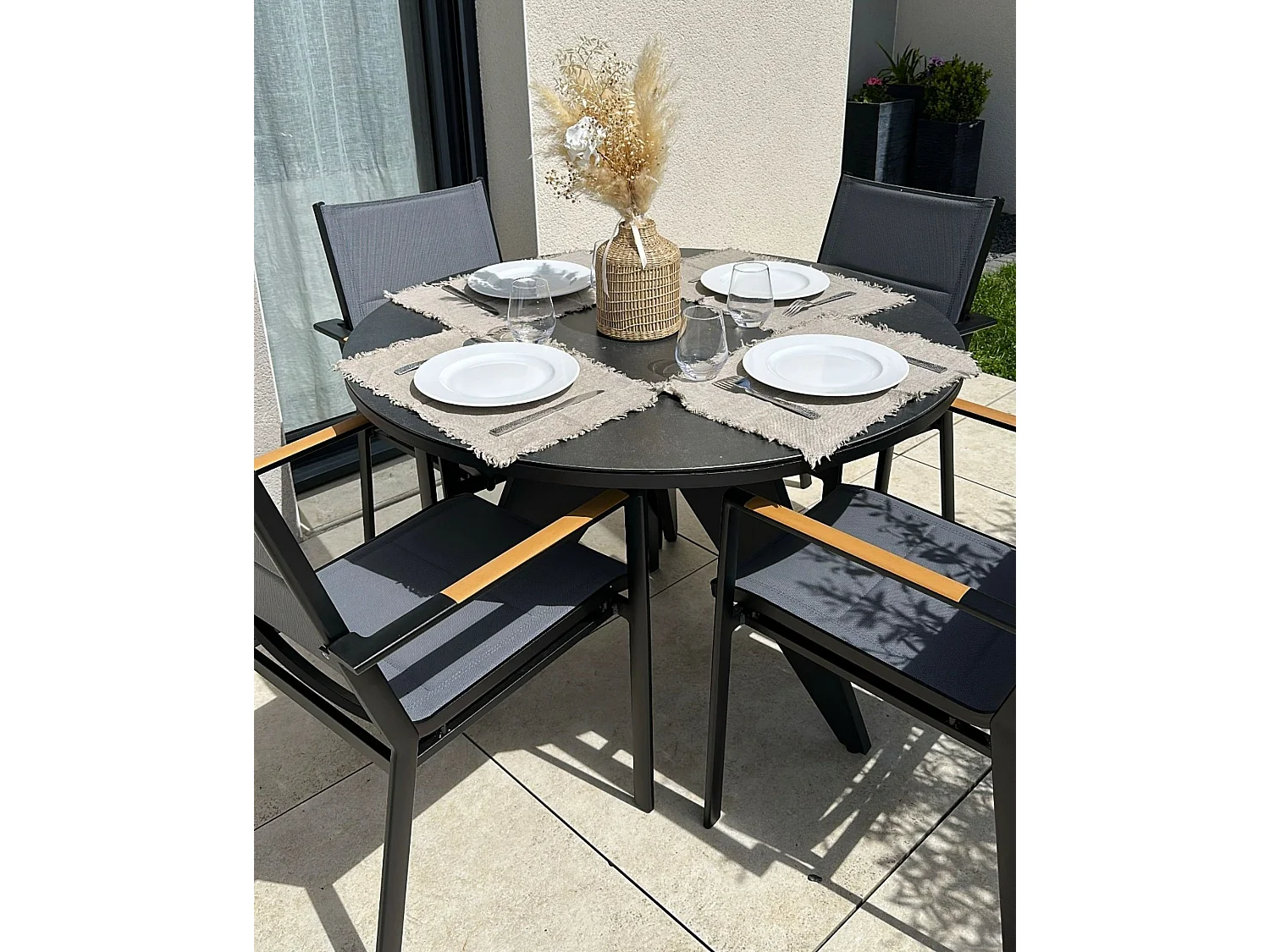 Set da pranzo da giardino 4 posti OLMETTO/BUSSETO Metallo Nero