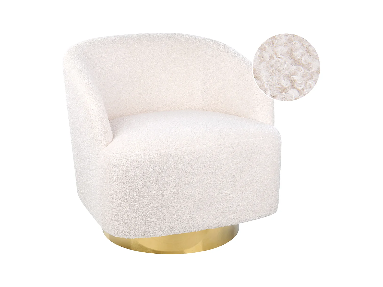 Fauteuil pivotant LAVIK Bouclé Blanc cassé