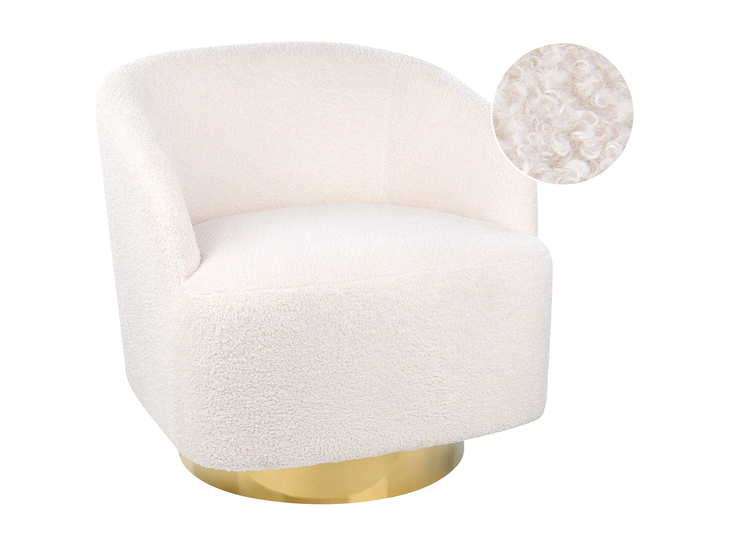 Fauteuil pivotant LAVIK Bouclé Blanc cassé