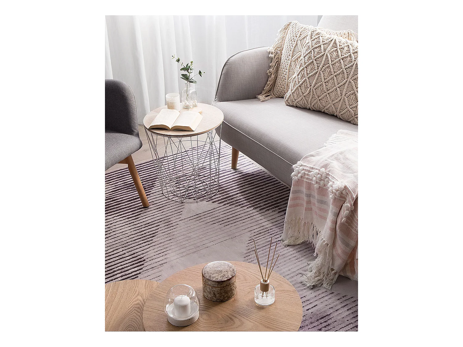 Teppich rosa 160 x 230 cm geometrisches Muster Kurzflor KALE