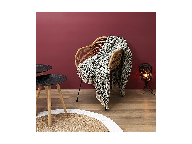 Plaid jeté Ethnique Frange Carreaux 120x150cm