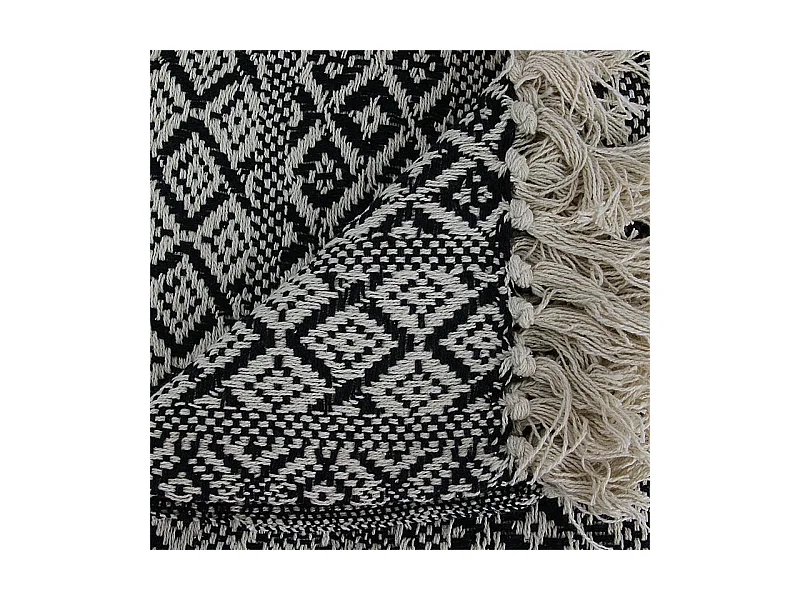 Plaid jeté Ethnique Frange Carreaux 120x150cm