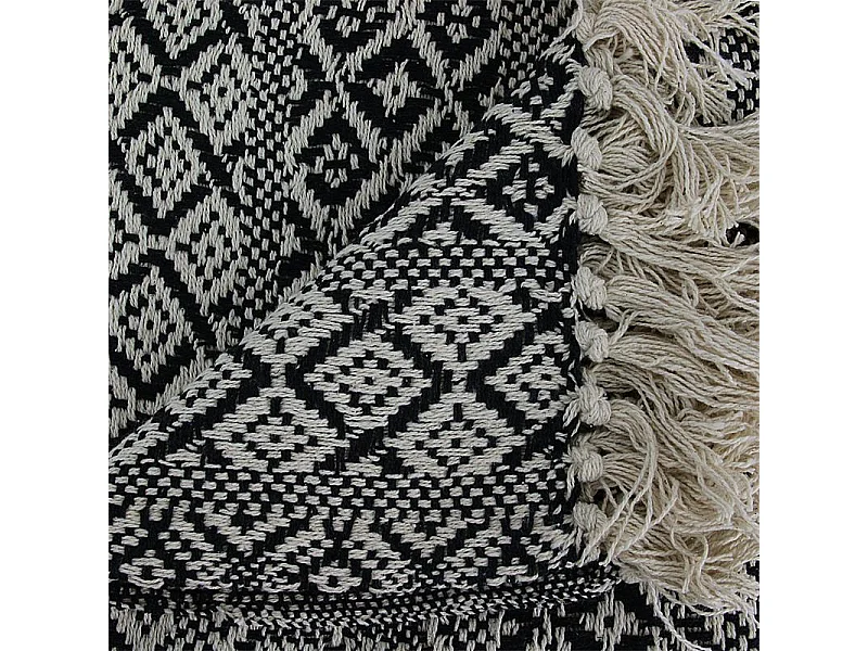 Plaid jeté Ethnique Frange Carreaux 120x150cm