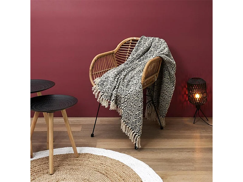 Etnische Plaid met Franjes Ruitjes 120x150cm Katoen Multicolor