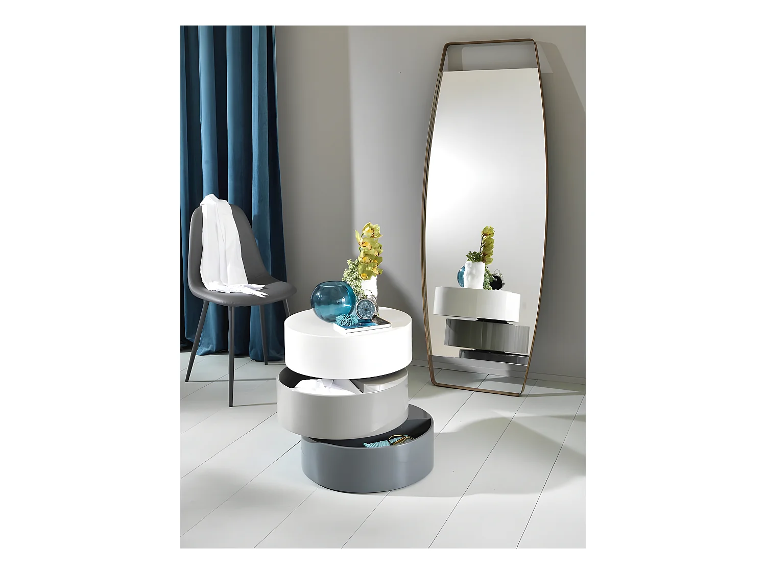 Table basse Moderne - Twist 2 - Blanc, Gris