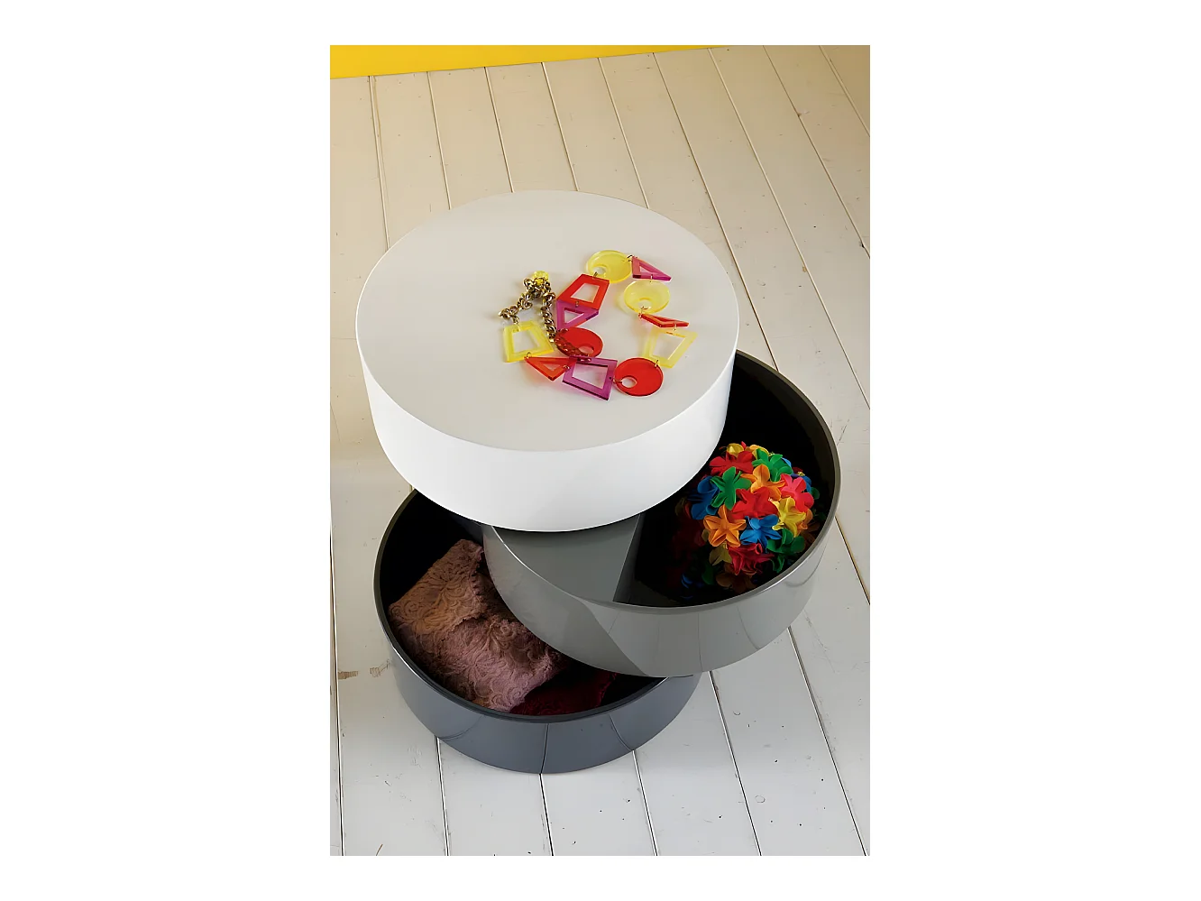 Table basse Moderne - Twist 2 - Blanc, Gris