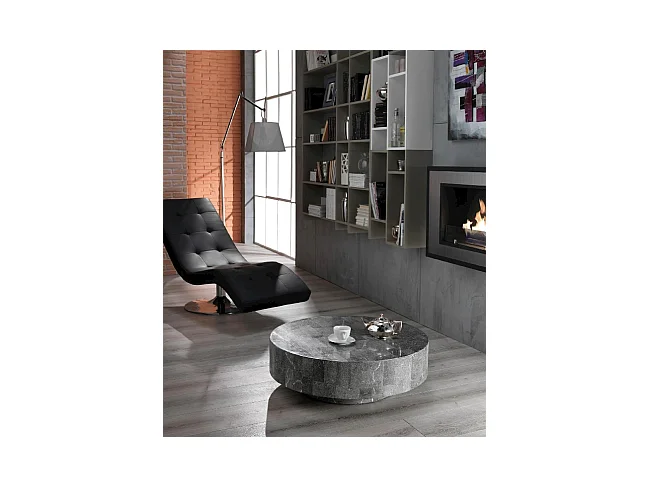 Ronde 1 - Salontafel (85 x 85 x 28 uur) in grijze fossiele steen