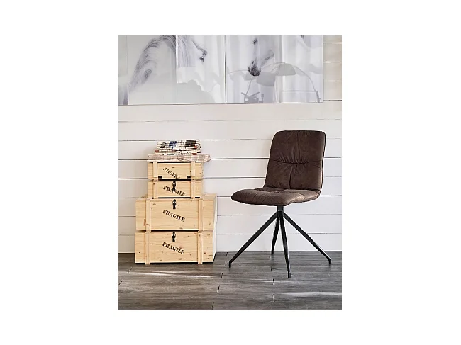 Stoel in microvezelstof bruin fluweeleffect 43x38xh. 86,5cm 2 st