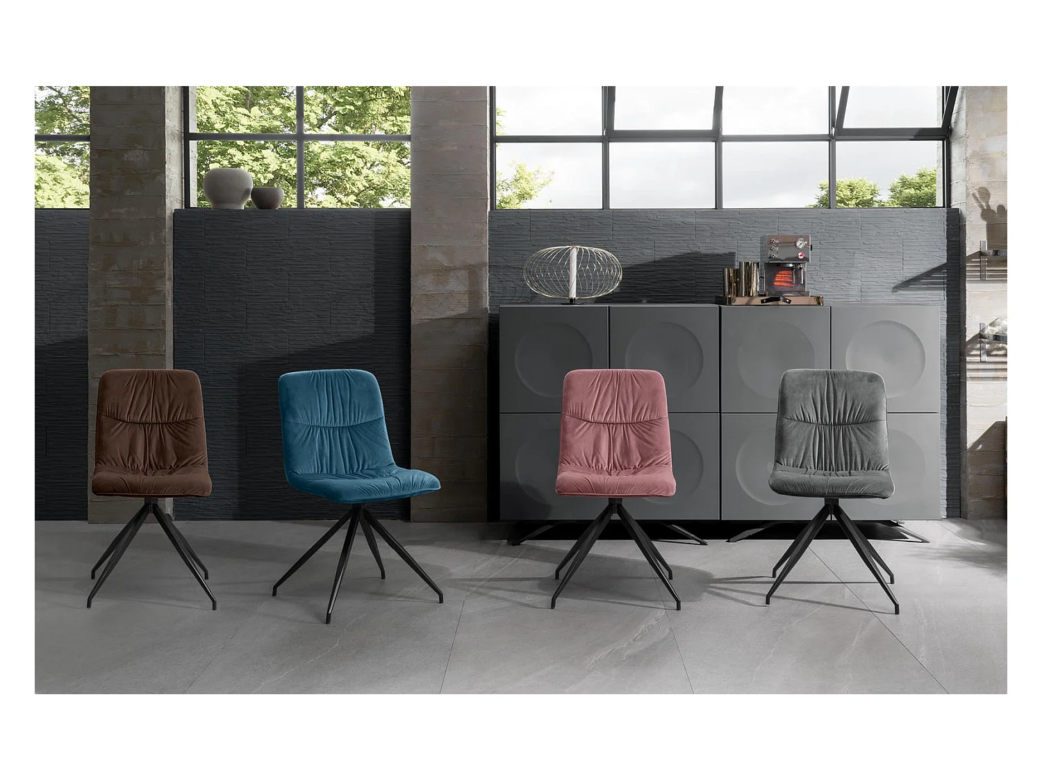 Lot de 2 chaises Alba - Rose, Noir