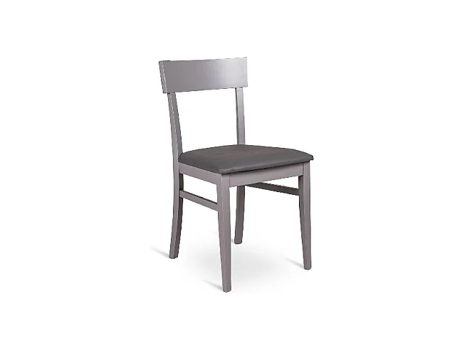 Stuhl aus dunkelgrau lackiertem Holz mit Sitz aus Kunstleder, 44x45xh. 82 cm 2 Stk