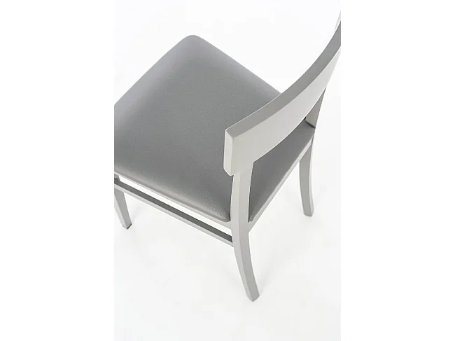 Stoel in donkergrijs gelakt hout met kunstleren zitting 44x45xh. 82 cm 2 st