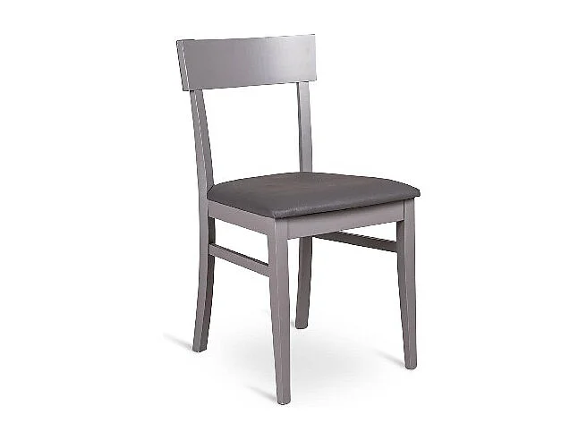 Stoel in donkergrijs gelakt hout met kunstleren zitting 44x45xh. 82 cm 2 st